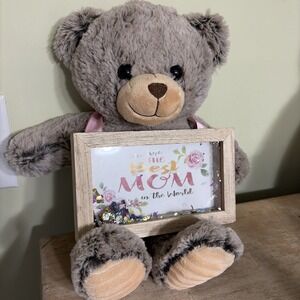 Spark Create Imagine Teddy Bear Plush With Wooden "Best Mom In The World" Frame